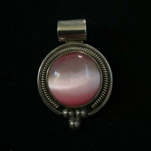 Mexican Sterling Silver Pendant with Pink Glass Stone